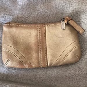 Gold metallic key ring coin pouch